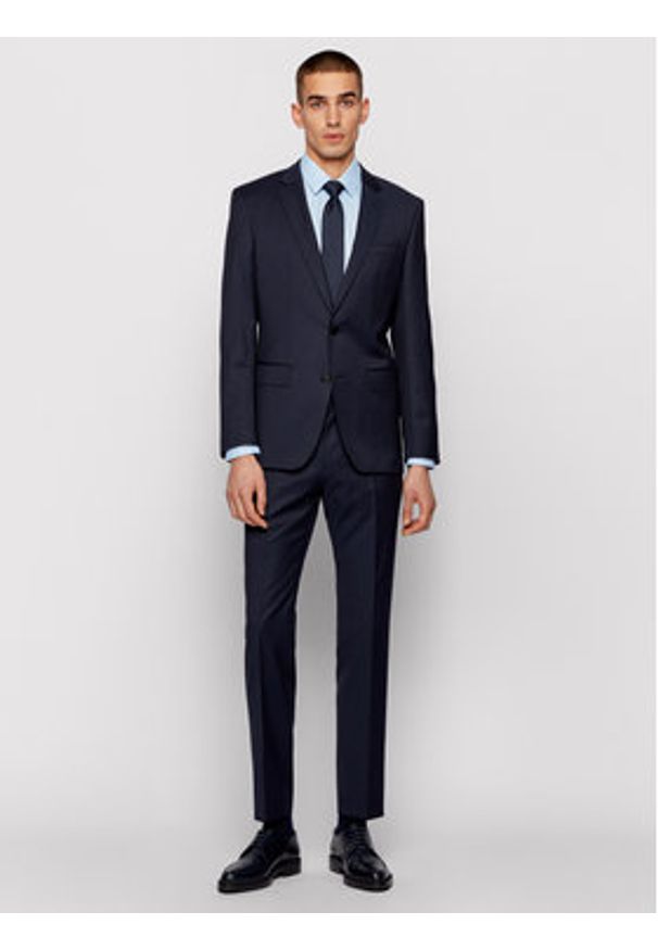 BOSS - Boss Koszula Isko 50449900 Błękitny Slim Fit. Kolor: niebieski. Materiał: bawełna