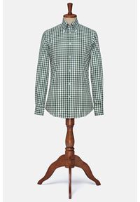 Lancerto - Koszula w Zieloną Kratę Latina. Typ kołnierza: button down. Kolor: zielony. Materiał: bawełna, tkanina. Wzór: kratka. Styl: klasyczny, vintage