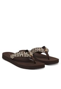 TOMMY HILFIGER - Tommy Hilfiger Japonki Corportate Sandal FW0FW09610 Brązowy. Kolor: brązowy. Materiał: materiał #5
