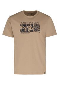Volcano - T-shirt z outdoorowym nadrukiem, Comfort Fit, T-KELLY. Materiał: bawełna. Długość rękawa: krótki rękaw. Długość: krótkie. Wzór: nadruk