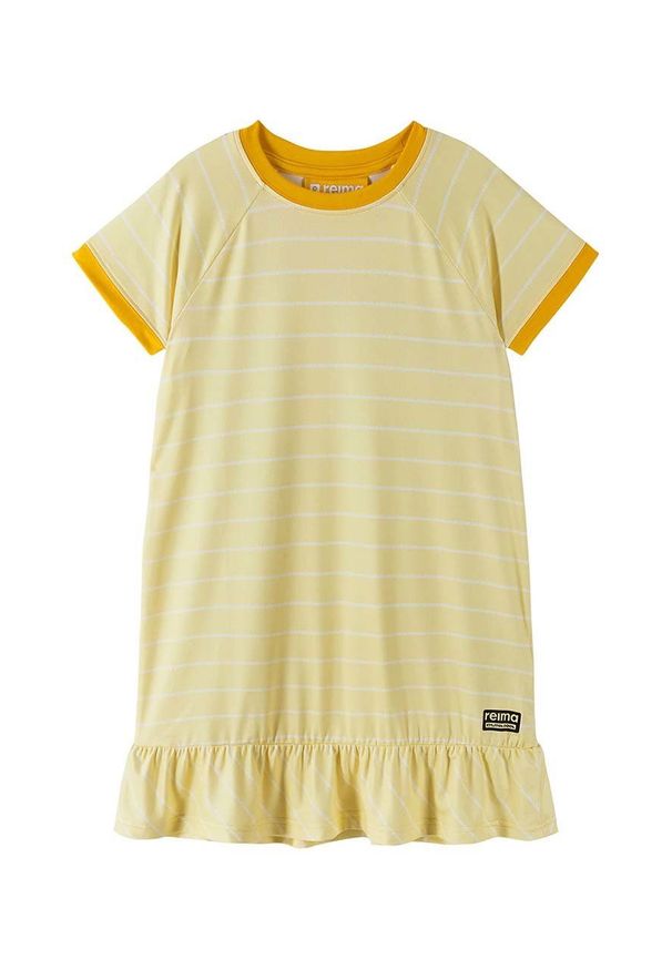 Reima sukienka dziecięca Tuulonen kolor żółty mini oversize. Kolor: żółty. Materiał: materiał, włókno. Długość rękawa: krótki rękaw. Typ sukienki: oversize. Długość: mini