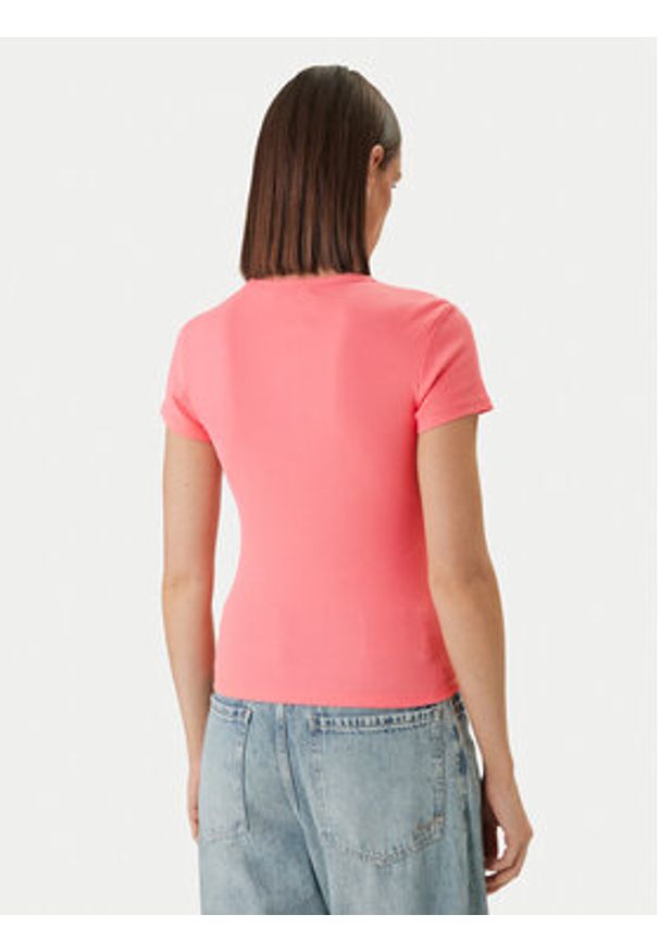 Tommy Jeans T-Shirt DW0DW17383 Różowy Slim Fit. Kolor: różowy. Materiał: bawełna