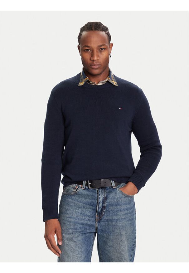 Tommy Jeans Sweter DM0DM21787 Granatowy Regular Fit. Kolor: niebieski. Materiał: bawełna