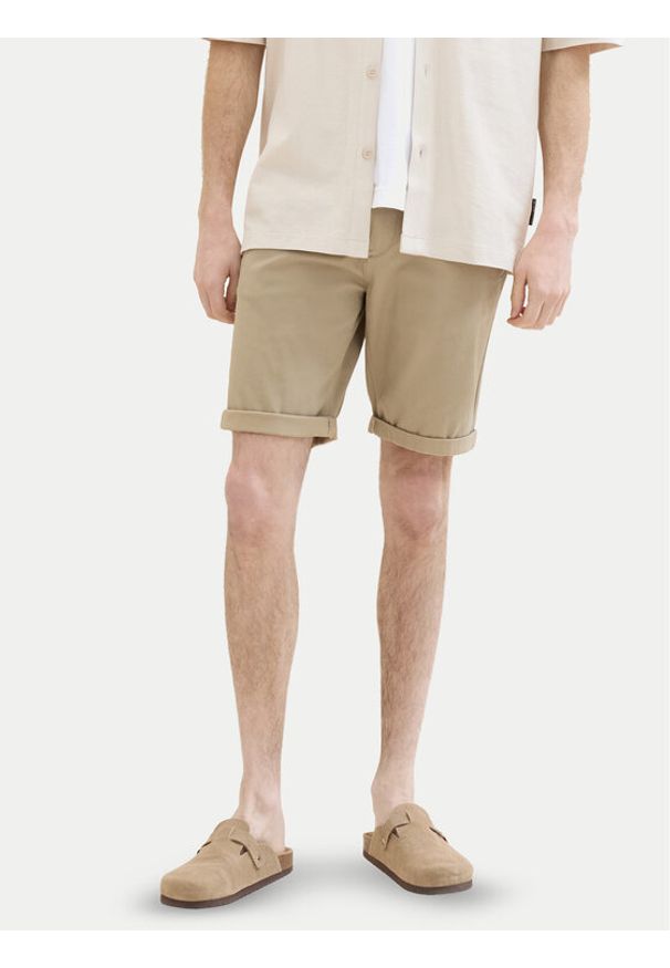 Tom Tailor Szorty materiałowe 1040227 Beżowy Slim Fit. Kolor: beżowy. Materiał: bawełna