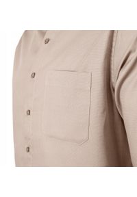 Lekko Taliowana Koszula Sportowa, Button Down - Pako Jeans - Beżowa. Okazja: na co dzień. Typ kołnierza: button down. Kolor: brązowy, wielokolorowy, beżowy. Materiał: bawełna. Styl: sportowy #4