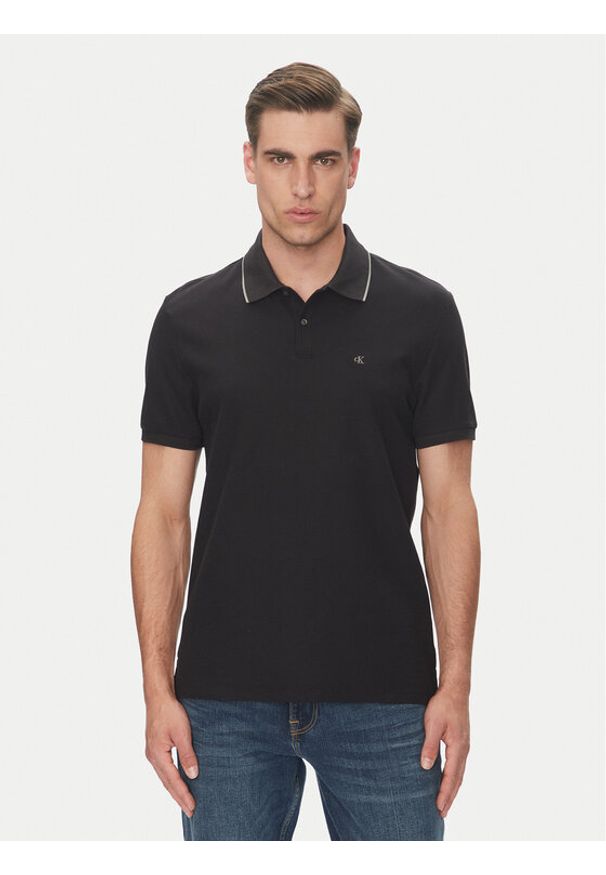 Calvin Klein Polo LV04LC239G Czarny Regular Fit. Typ kołnierza: polo. Kolor: czarny. Materiał: bawełna