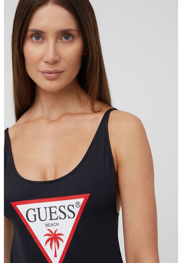 Guess - Strój kąpielowy. Kolor: czarny. Wzór: nadruk