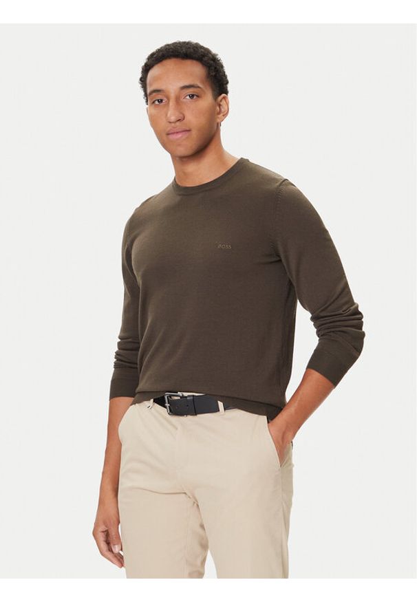 BOSS Sweter Botto-L 50476364 Zielony Regular Fit. Kolor: zielony. Materiał: wełna