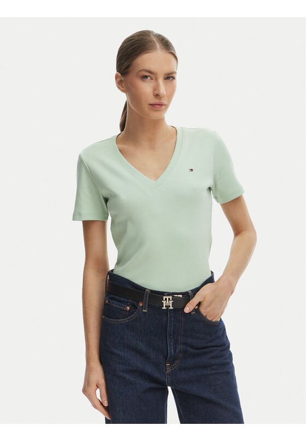 TOMMY HILFIGER - Tommy Hilfiger T-Shirt New Cody WW0WW40584 Zielony Slim Fit. Kolor: zielony. Materiał: bawełna