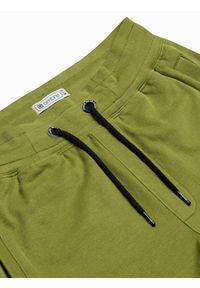 Ombre Clothing - Krótkie spodenki męskie dresowe W291 - oliwkowe - M. Kolor: oliwkowy. Materiał: dresówka. Długość: krótkie. Styl: klasyczny #5