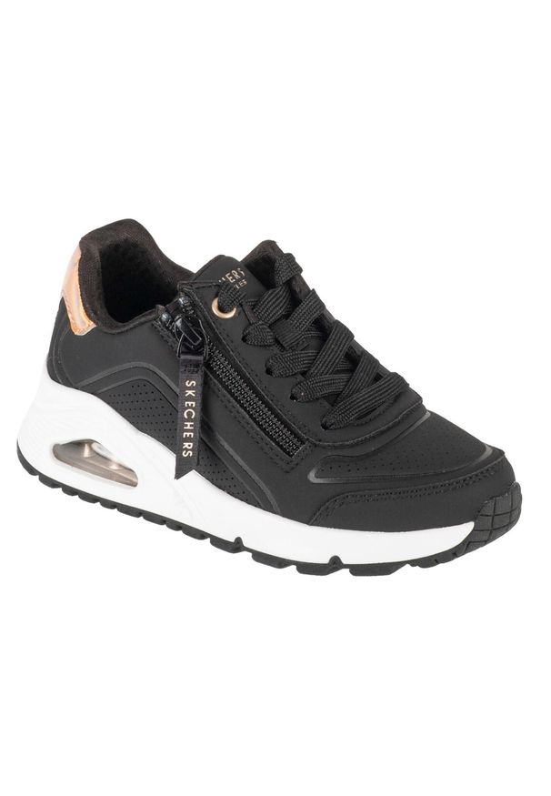skechers - Buty sportowe Sneakersy dziewczęce, Uno Gen1 - Zip And Stride. Kolor: czarny. Model: Skechers Sport. Sport: turystyka piesza