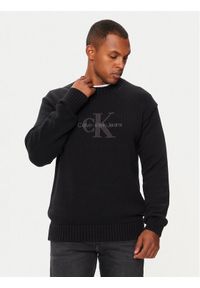 Calvin Klein Jeans Sweter Chenille Mnologo J30J326887 Czarny Regular Fit. Kolor: czarny. Materiał: bawełna, syntetyk