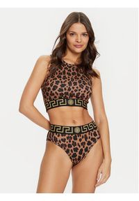 VERSACE - Versace Top 1008598 1A12311 Brązowy Slim Fit. Kolor: brązowy. Materiał: bawełna #4