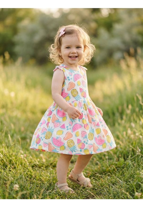 Sinsay - Bawełniana sukienka ze wzorem owocowym - wielobarwny. Materiał: bawełna