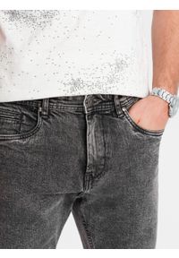 Ombre Clothing - Męskie jeansowe szorty z podwiniętymi nogawkami – szare V3. Okazja: na co dzień. Kolor: szary. Materiał: jeans. Długość: krótkie. Wzór: aplikacja, ze splotem. Sezon: lato. Styl: casual, elegancki #3