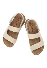 Sandały damskie Yokono, cholewka ze skóry naturalnej zamszowej z szerokimi paskami z zapięciem na rzep, beżowe, Wiwi-261 Ser Crudo. Okazja: na co dzień. Zapięcie: rzepy. Kolor: beżowy. Materiał: skóra, zamsz. Sezon: lato. Styl: wakacyjny, casual #4