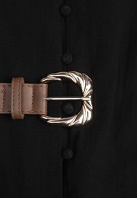 Renee - Czarna Pudełkowa Sukienka z Wiskozą Bawełną Guzikami i Paskiem Magmaris. Okazja: na co dzień, do pracy. Kolor: czarny. Materiał: wiskoza, bawełna. Sezon: wiosna, lato. Styl: casual, elegancki #6