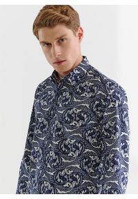 Pako Lorente - PAKO LORENTE – Granatowa koszula w oryginalny wzór. Okazja: na co dzień. Kolor: niebieski. Styl: casual #5