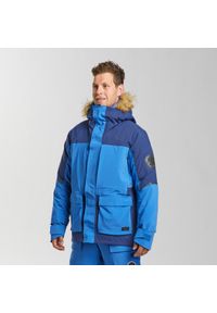 FORCLAZ - Kurtka trekkingowa męska parka Forclaz Arctic 900 3 w 1 wodoodporna. Kolor: niebieski. Materiał: tkanina. Długość: długie. Sezon: zima