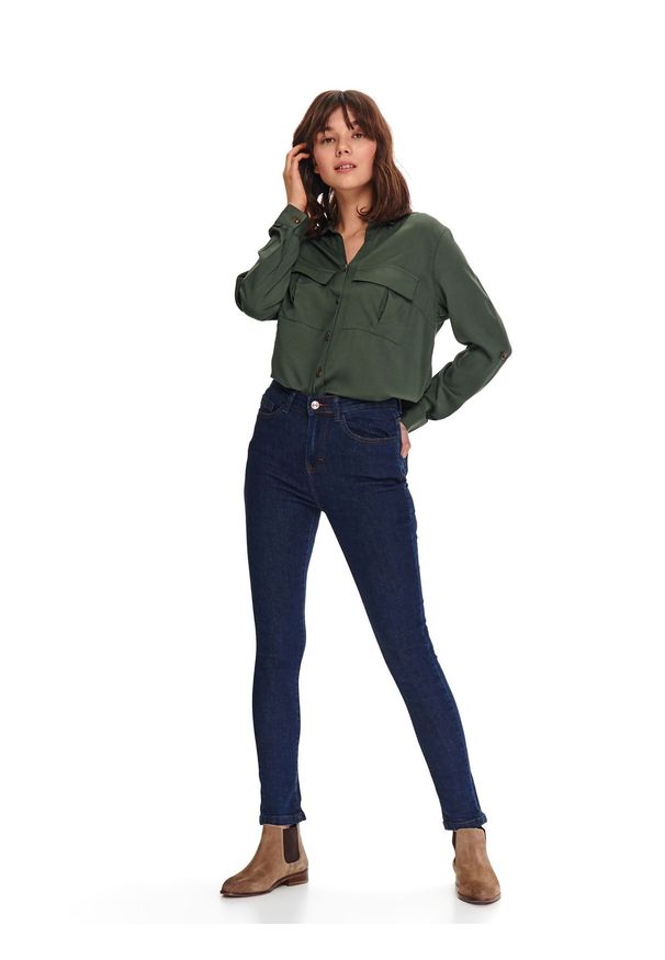 TOP SECRET - Spodnie długie damskie skinny. Kolor: niebieski. Materiał: jeans. Długość: długie. Sezon: wiosna. Styl: wakacyjny