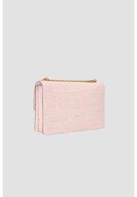 Pinko - PINKO Różowa damska kopertówka Love One Mini DC Cocco Nabuccato. Kolor: różowy. Materiał: z tłoczeniem, skórzane. Styl: casual, elegancki, wizytowy #4