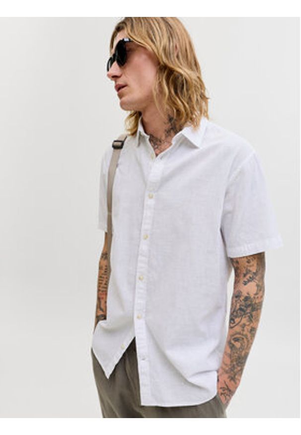Jack & Jones Koszula Summer 12289160 Biały Regular Fit. Kolor: biały. Materiał: bawełna