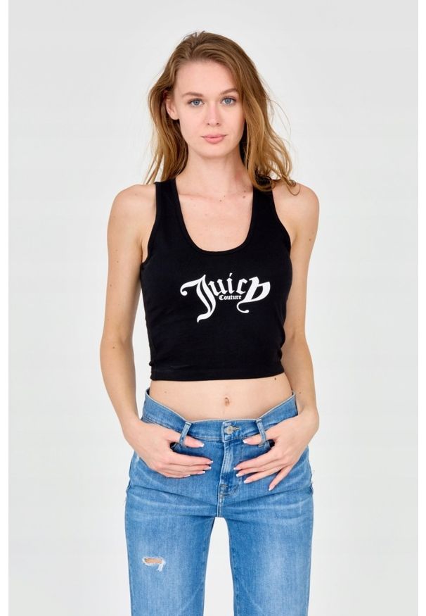 Juicy Couture - JUICY COUTURE Czarny damski tank top Chrishell, Rozmiar S. Kolor: czarny. Materiał: bawełna