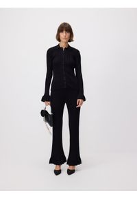 Reserved - Dzianinowe spodnie z wiskozą - czarny. Kolor: czarny. Materiał: dzianina, wiskoza #1