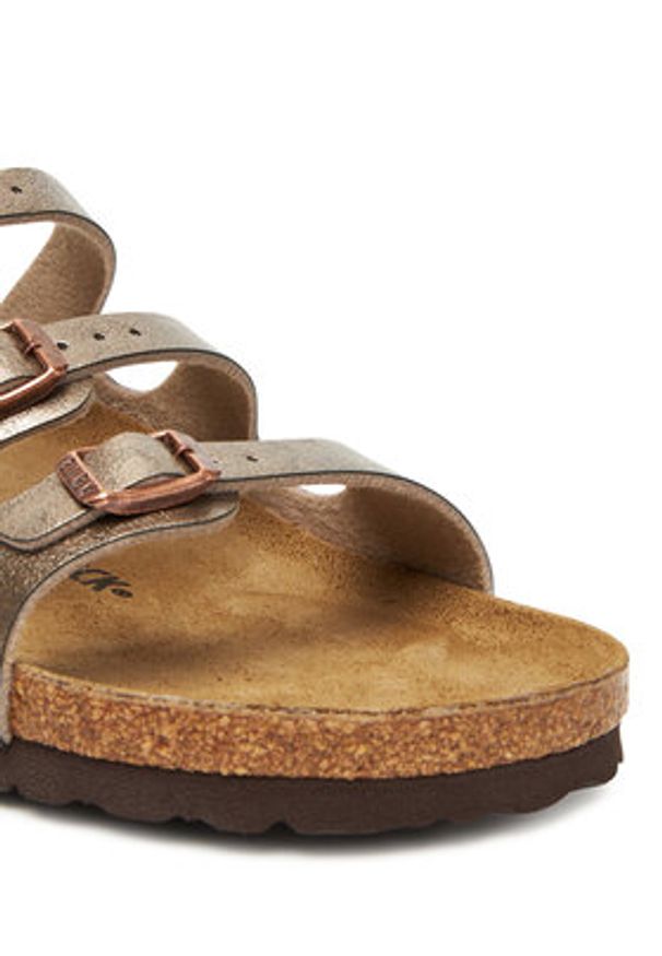 Birkenstock Klapki Florida 1030352 Złoty. Kolor: złoty. Materiał: skóra