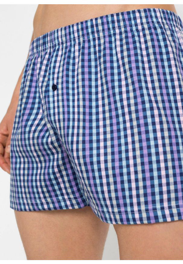 bonprix - Luźne bokserki z dżerseju (3 pary). Kolor: niebieski. Materiał: jersey. Wzór: gładki