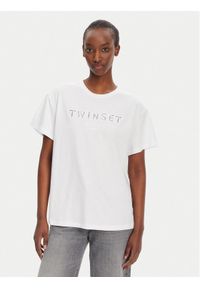 TwinSet - TWINSET T-Shirt 251TT2041 Biały Relaxed Fit. Kolor: biały. Materiał: bawełna