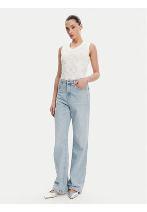 Fracomina Top FR25ST4003K414R9 Écru Regular Fit. Materiał: syntetyk