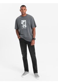Ombre Clothing - Spodnie męskie jeansowe STRAIGHT LEG - czarne V1 OM-PADP-0133 - XXL. Kolor: czarny. Materiał: jeans. Styl: klasyczny #5