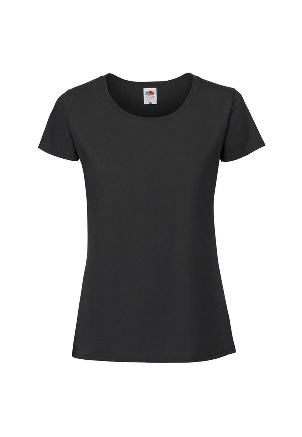 FRUIT OF THE LOOM - Koszulka Damska Iconic 195 Premium Ringspun Cotton T-shirt. Kolor: czarny. Sport: turystyka piesza