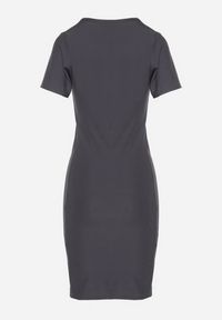 Born2be - Ciemnoszara Casualowa Sukienka z Bawełną Lumelisse. Okazja: na co dzień. Kolor: szary. Materiał: bawełna. Typ sukienki: proste. Styl: casual #5