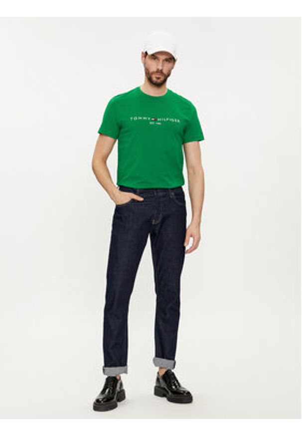 TOMMY HILFIGER - Tommy Hilfiger T-Shirt Logo MW0MW11797 Zielony Regular Fit. Kolor: zielony. Materiał: bawełna