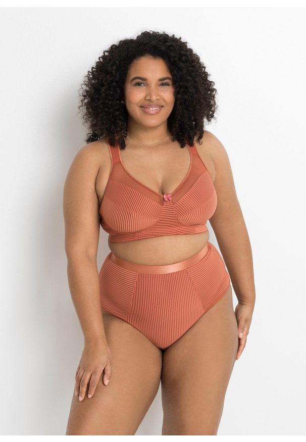 bonprix - Biustonosz minimizer bez fiszbinów z wyściełanymi ramiączkami. Kolor: brązowy. Rodzaj stanika: wyściełane miseczki, różne sposoby noszenia