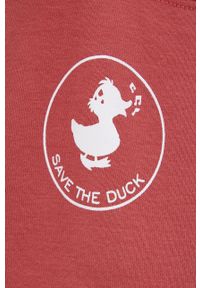 Save The Duck Bluza damska kolor różowy z kapturem z nadrukiem. Okazja: na co dzień. Typ kołnierza: kaptur. Kolor: różowy. Materiał: dzianina. Wzór: nadruk. Styl: casual #2