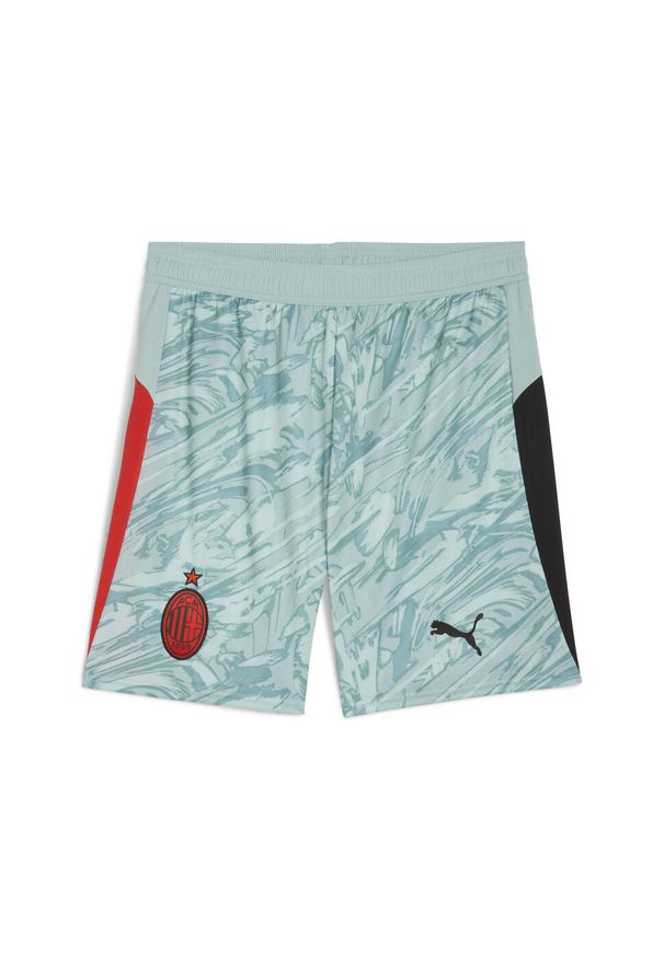 Puma - Męskie szorty bramkarskie AC Milan 25/26 PUMA Modern Mint For All Time Red Green. Kolor: czerwony, wielokolorowy, zielony. Materiał: tkanina