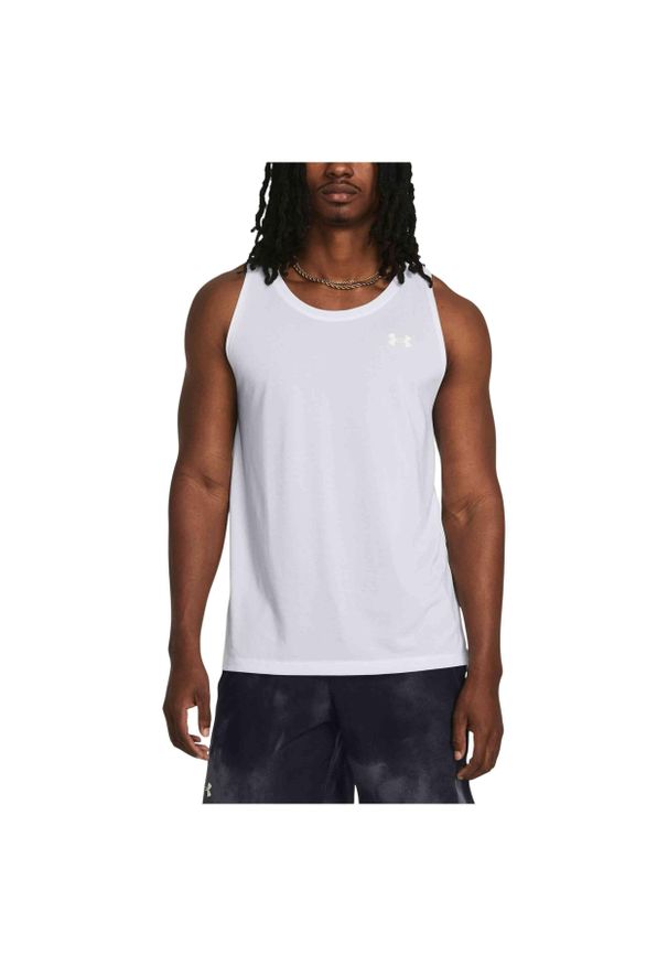 Tank top do biegania męski Under Armour Launch Singlet. Kolor: biały