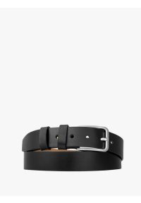 Ryłko - Czarny skórzany pasek ze srebrną klamrą. Kolor: czarny. Materiał: skóra. Styl: street #1