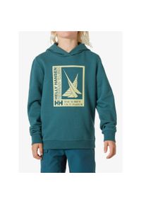 Bluza z kapturem dziecięca Helly Hansen Port Hoodie. Typ kołnierza: kaptur. Kolor: zielony