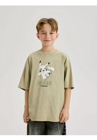 Reserved - Bawełniany t-shirt Pokemon - beżowy. Kolor: beżowy. Materiał: bawełna #1