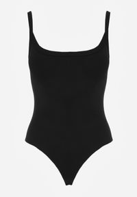 Renee - Czarne Body Basic Bawełniane Ozdobione Prążkowaną Fakturą Iomolis. Okazja: na co dzień. Kolor: czarny. Materiał: bawełna, prążkowany. Wzór: aplikacja. Styl: casual #3