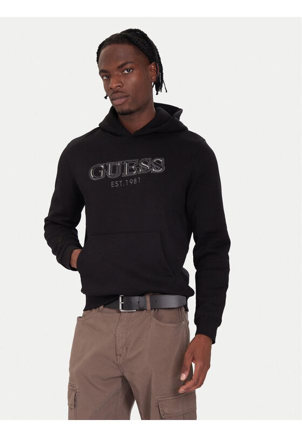 Guess Bluza M5BQ36 K9Z21 Czarny Regular Fit. Kolor: czarny. Materiał: bawełna, syntetyk