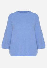 Born2be - Niebieski Sweter z Wełną i Krótszym Rękawem Dannalie. Okazja: na co dzień. Kolor: niebieski. Materiał: wełna. Długość rękawa: krótki rękaw. Długość: krótkie. Styl: casual, elegancki #6