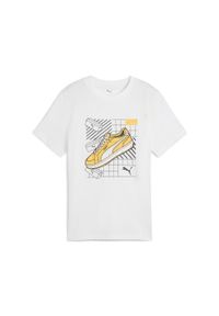 Puma - Młodzieżowa koszulka Graphics IV PUMA White. Kolor: biały. Materiał: guma. Wzór: nadruk