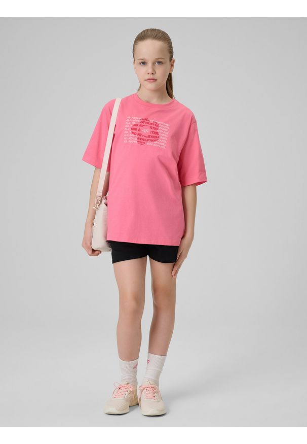 4f - 4F Spodenki dresowe dziewczęce - czarne 146 (10-11 lat). Kolor: czarny. Materiał: dresówka. Sezon: lato