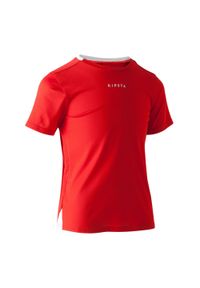 KIPSTA - Koszulka do piłki nożnej dla dzieci Kipsta Essential. Kolor: czerwony. Materiał: poliester, materiał. Sezon: lato. Sport: piłka nożna #1