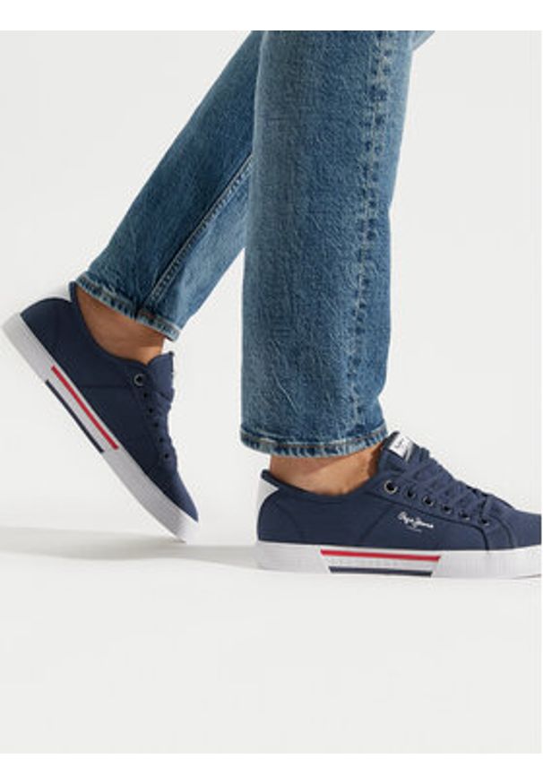 Pepe Jeans Tenisówki Brady Men Basic PMS30816 Granatowy. Kolor: niebieski. Materiał: materiał